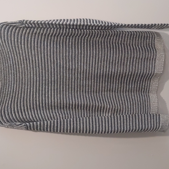 Balmain Silver and Black Striped Cable Knit Metallic Sweater - Picture 9 of 10